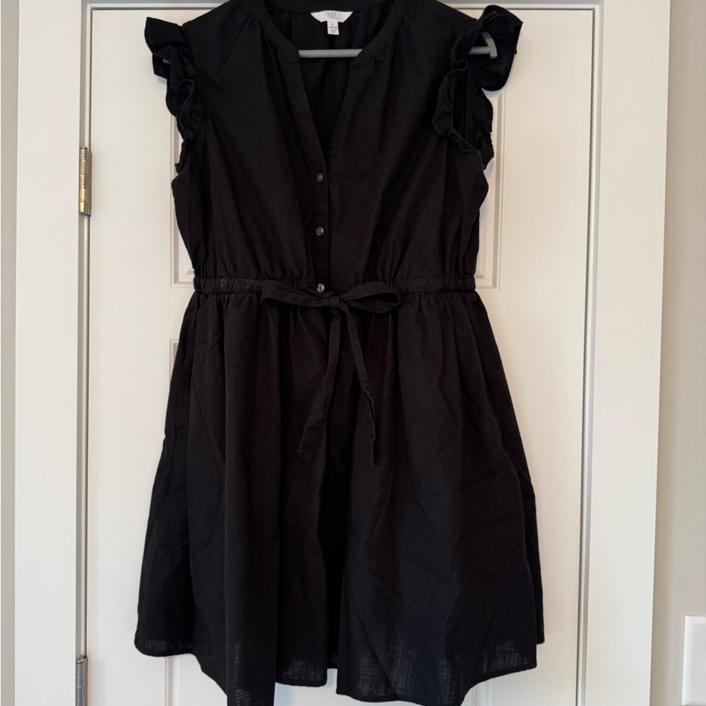Time and Tru Black Ruffle Sleeve Dress - Size L